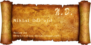 Niklai Dávid névjegykártya